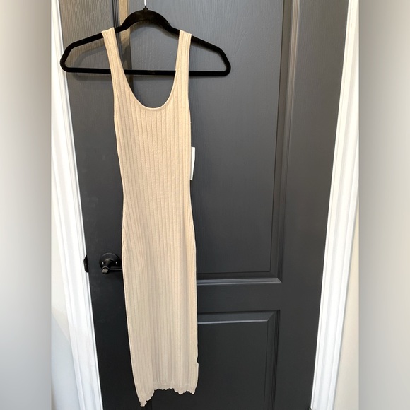Tan Ribbed Body Con Dress. Size Small - Picture 2 of 5